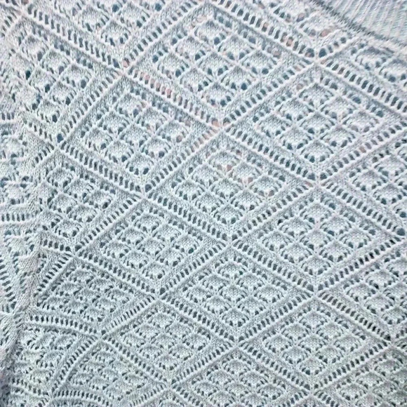 FDJ Jeans Scallop Trim Crew Neck 3/4 Sleeve Pintelle Stitch Sweater - Picture 4 of 5